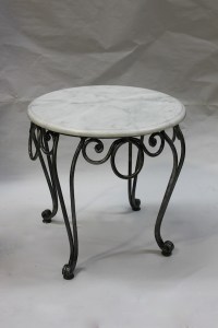 Round Steel Table Marble Glass Outdoor French Provincial Le Forge